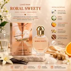 Perfume Feminino Importado Premium 30ml Lové Rain Longa Duração Rosa Lichia Peônia Musk Floral Frutado Alta Fixação