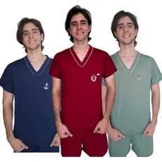 Pijama Masculino Curto Malha Gola Viés com Vivo Confortável