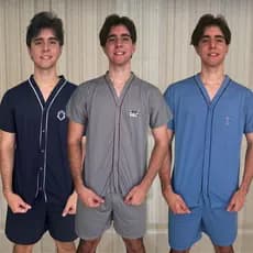 Pijama Masculino Cirúrgico Aberto com Botão Frontal Confortável Verão