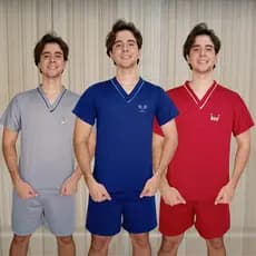 Pijama Masculino Gola V com Tira e Vivo Confortável Leve