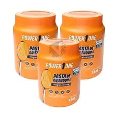 Kit 3 Pasta de Amendoim Integral Crocante Power One 1KG – 100% Amendoim, Sem Açúcar, Fit