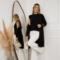 Conjunto Feminino Twinset Casaco e Blusa Tricô Clássico, Confortável e Sofisticado