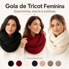 Gola de Tricot Feminina Cachecol Inverno Lã Acrílica Quentinha Macia Pescoço Frio Outono Inverno