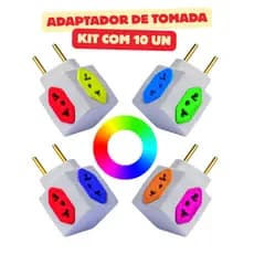 Kit 10 Adaptador de Tomada Benjamin Colorido Cubo 4 Entradas 10A 20A