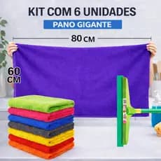 06un Pano Microfibra Grande Limpa Seca Automotivo Chão 60x80 Cor Multicore Pano de chão limpeza casa