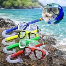 Kit Mergulho Infantil Máscara Snorkel Óculos Natação Piscina Praia Férias Cores Aleatórias Qualidade