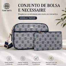 Kit 2 de Bolsas com Estampa de Monograma Ombro Transversal Compacta Premium Couro Feminina Moderna Casual TM9109 AMY