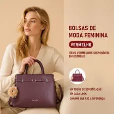Bolsa Feminina de Mão e Transversal em Couro Sintético com Zíper, Bolsos Internos e Pingente Decorativo TM9229 AMY
