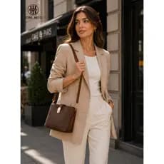 Bolsa Feminina para Dia a Dia com Alça Trançada Estampada Fecho de Metal e Alça Longa Ajustável Removível   TM9197  AMY
