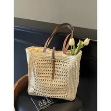 👜 Bolsa Feminina de Palha Trançada – Estilo Praia e Casual