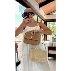 26x17cm bolsa de ombro de palha tecida à mão moda férias estilo leve All-Match bolsa feminina