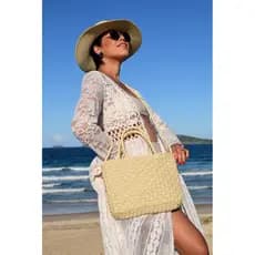 Bolsa Artesanal 2 Alças Choche Tricô Linda Feminina LuxuoSA