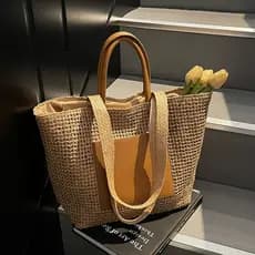 Novo saco de tecido de corda de papel ins saco de tecido de bolso pequeno saco de estudante saco de palha casual bolsa