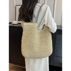 👜 Bolsa de Palha Trançada Estilo Praia / Casual Feminina