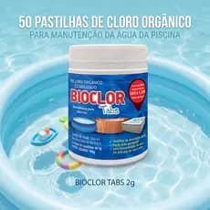 50 Pastilhas de Cloro p/ Piscinas Desmontável Inflável - Bioclor Tabs 2g