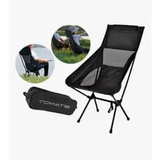 Cadeira Portátil Dobrável Pesca Camping Praia Encosto 140kg Cor Preto MCC-P003