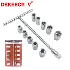 Jogo Soquete T 8-9-10-11-12-13-14-16-17-19mm Ideal Trocar Pneu e Reparos Veículo AL-0100