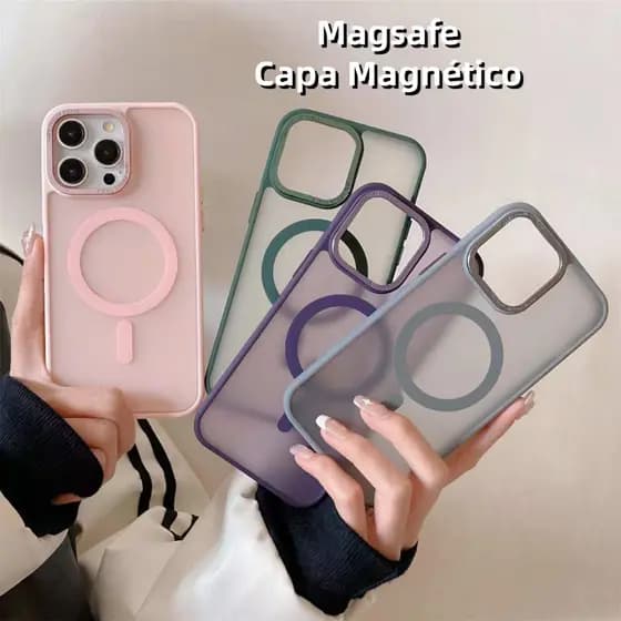Capa Case Capinha Magsafe Fosco Colorido para iPhone 14/15/16  Pro Max com Alto Relevo nas Cameras