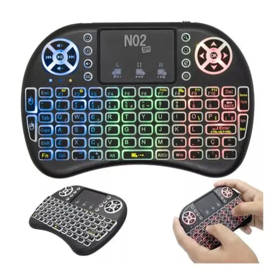 Mini Teclado Controle Sem Fio 2.4Ghz Wireless Touchpad luminado Para Smart TV / TV Box PC LELong