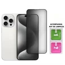 Película Privativo 3D Vidro Anti-Spy iPhone para Modelos 11,17, XR, 12, 13, 14, 15, 16,Pro Max