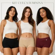 Kit Cueca Feminina Calcinha Boxer Algodão Conforto Diário