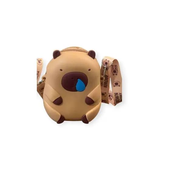 Bolsa infantil de silicone Capivara Cartoon com aça removível e ajustável