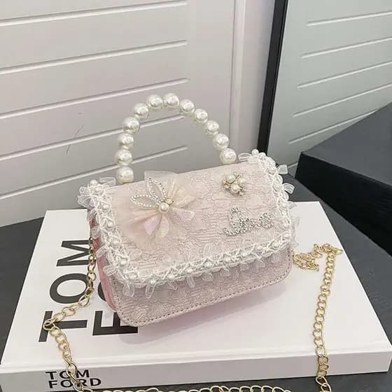 Nova Bolsa De Ombro Pequena Infantil Com Alça De Pérola Da Moda E Cruz diagonal niuniufacai.my20250328