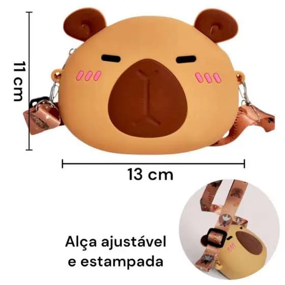 Bolsa infantil de silicone Capivara Cartoon com aça removível e ajustável WT698-2