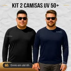 Kit 2 Camisa Térmica UV 50+ Segunda Pele Plus Size Masculina P ao G5 Academia Malha Fria Exit