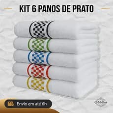 Kit 6 Pano de Copa Jacquard 40x65 Atoalhado Algodão Felpudo Alta Absorção Toalha de Cozinha