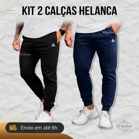Kit 2 Calça Jogger Masculina Helanca Plus Size P ao G4 Leve Respirável Treino Casual