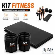 Kit Treino Completo Caneleira 3kg Par + Colchonete Profissional Impermeável Academia Funcional