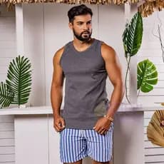 Camiseta Masculina Camisa Regata Canelada Academia Treino Corrida Americana Machão Reveillon Praia