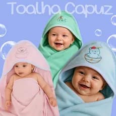 Toalha De Banho Bebê Capuz Infantil Enxoval Menino Menina Recém-Nascido Bordado Rosa Azul Verde