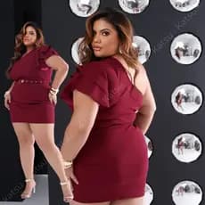 Vestido Plus Size Feminino Vermelho Natal Reveillon Festa Casamento Praia Roupa Feminina