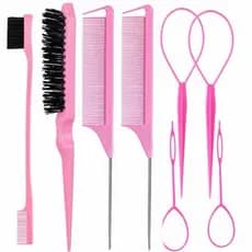 Kit 8/9 peças para estilizar e trançar o cabelo, pente e ferramenta para trançar kit 9 peças com borrifador