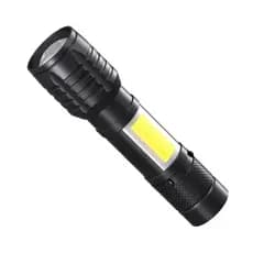 Mini Lanterna Led Recarregável UBS Militar Pesca Cor Preta  9 CM