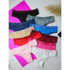 Kit 5 Tanga conforto elástico exposto cotton algodão moda feminina