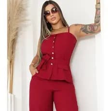 Conjunto Feminino Elegante Social – Calça Pantalona e Blusa com Amarração | Look Chic Dia e Noite