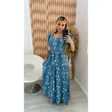 Vestido longo femenino, Estampa total  Folha, Festa, elegante, Boho, Franzido, Bainha com babado,  moda evangélica.