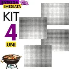 KIT Conjunto 04 Telas manta para Grelha de Churrasqueira 40x33 Cm Qualidade Máxima Churrasco
