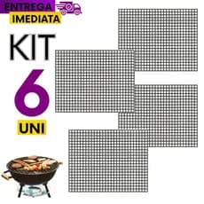 Jogo 06 Telas Manta Para Grelha De Churrasqueira 40x33cm Linha Reforçada Premium Resistência