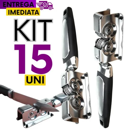Kit 15 Uni Premium Amolador Afiador De Facas Tesouras Aço Inox Brilho Material Forte Premium Luxo