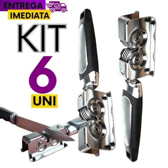 KIT 06 Amolador Afiador De Facas Tesouras Aço Inox Profissional Duravel e Resistente Facil  Manuseio