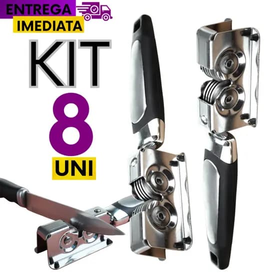 Conjunto Kit 8 Uni Amolador Afiador De Facas Tesouras Aço Inox Profissional Durabilidade Premium