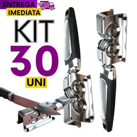 30 Unidades Amolador de Faca e Tesoura Original com 3 niveis de Afiação em Aço Inox Premium