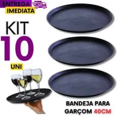 Bandeja Redonda  10 Peças  Linha Premium Antiderrapante 40cm Garçom Servir Variáveis Resistência Durabilidade