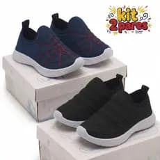 Kit 2 Tênis Calce Fácil Infantil Menino Varias Cores Macio e Confortável