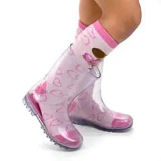 Bota Infantil Menina Galocha Cano Alto Com meia Delicada Resistente Kids