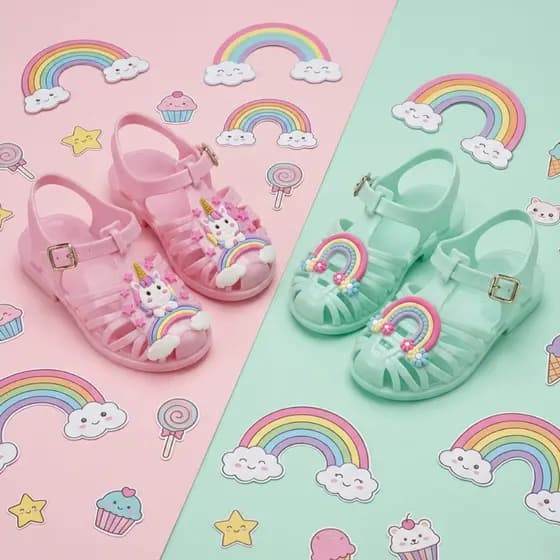 Kit 2 Pares Sandália Feminina Infantil Confortável e Leve Papete Fecho Fivela Varias Cores